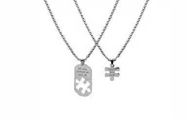 若觅 拼图 钛钢 项链 男女同款情侣款