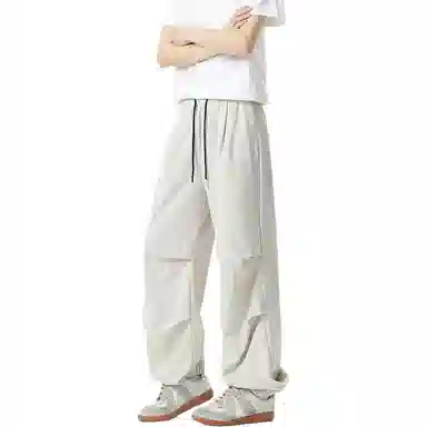 颂希尔 美式纯色宽松系带休闲裤 男女同款