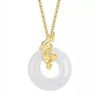 翡翠王朝 祥龙献瑞国潮新中式汉服平安扣 十二生肖 玉髓 玉石项链 女款