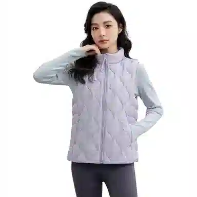 鸭鸭 纯色立领短款拉链马甲 女款