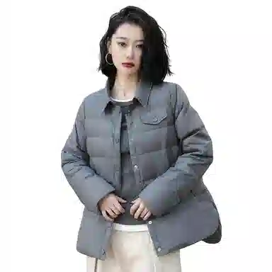 鸭鸭 纯色翻领薄款羽绒服 女款