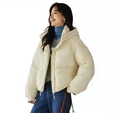 VICTORIA&VERA Hooded Down Jacket Beige