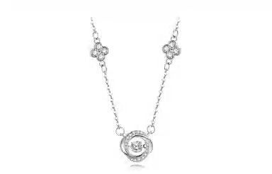 牧言 冷淡风气质简约小众设计高级感 光面璀璨镂空莫比乌斯跳动的心锁骨链 合金 灵动幸运草项链 女款