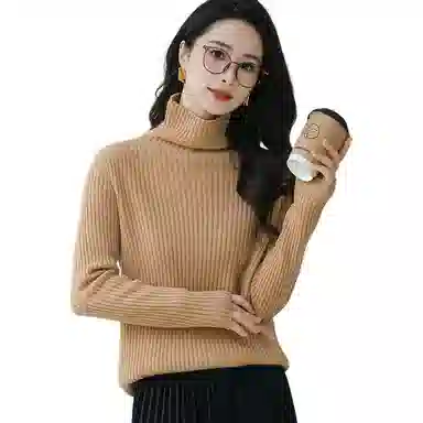 恒源祥 经典高领纯色套头长袖毛衣 女款