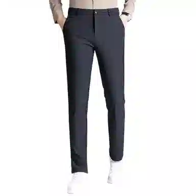 富铤 四面弹美式复古简约纯色中腰拉链基础款商务舒适百搭直筒休闲西装裤 男款