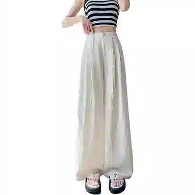 黛尔佳人 纯色时尚薄款阔腿休闲裤 女款