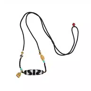 布达拉宫 双虎牙天珠毛衣链#好运 玛瑙 项链 男女同款情侣款