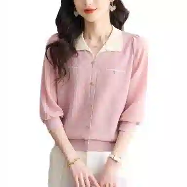 曲韩 曲韩 中袖女七分袖上衣春装针织衫 女款