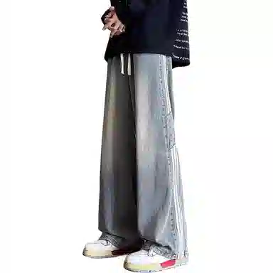 沐诚阳译 薄款青少年痞帅美式复古直筒宽松牛仔裤 男款