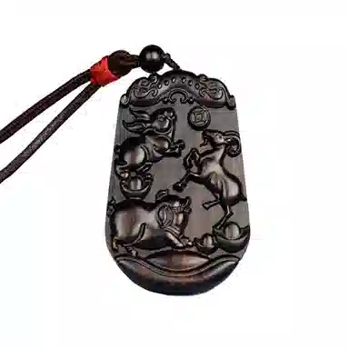 工匠一族 三合生肖三合贵人 紫光檀 木作项链 男女同款情侣款