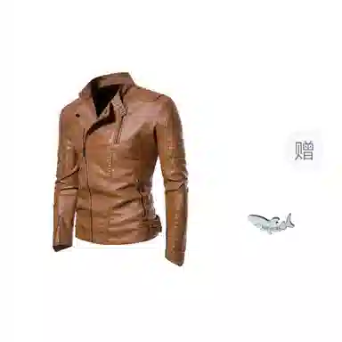 大白鲨 流行韩版修身薄款潮流外套夹克皮衣 男款