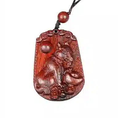 工匠一族 手工雕刻十二生肖木质平安无事牌 吉祥纳福#好运 檀木 项链 男女同款情侣款