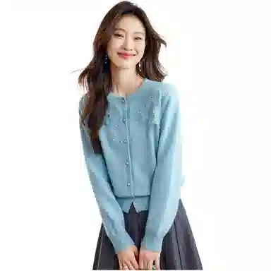 曲韩 圆领简约通勤毛衣 女款