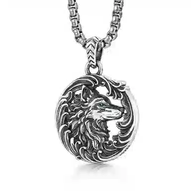 IDEAGEMER Wolf Head Necklace