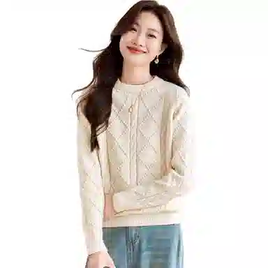 曲韩 圆领宽松亲肤毛衣 女款