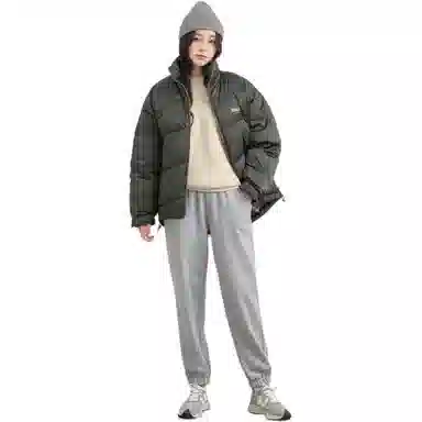 鸭鸭 字母印花立领短款拉链长袖羽绒服 女款