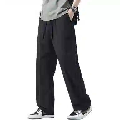 隐狼世家 夏季宽松纯色中腰长裤休闲裤 男款