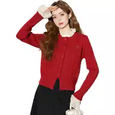 法文箱子 圆领休闲假两件长袖毛衣 女款