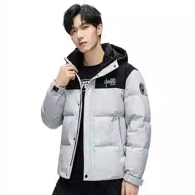 鸭鸭 中青年时尚韩版潮流中国风短款连帽外套山系户外运动休闲加厚保暖迷彩面包羽绒服 男女同款