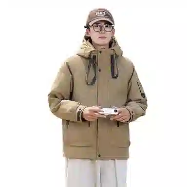 鸭鸭 短款宽松纯色时尚连帽羽绒服 男女同款