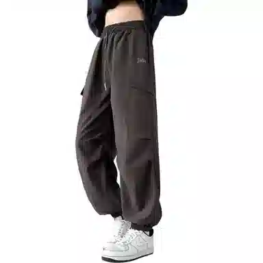 敦煌博物馆 美式复古纯色简约多口袋宽松束脚户外机能伞兵休闲工装裤 男女同款