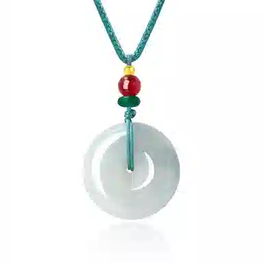 老凤祥 冰清平安扣 新中式浪漫百搭喜乐圆满好运毛衣链 天山翠 项链 女款