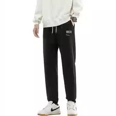 棉致 标签简约纯色加厚羊羔绒柔软舒适宽松束脚休闲裤 男女同款