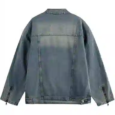 【dme】 美式简约复古高街做旧夹克春秋潮牌立领开衫解构纯色宽松休闲情侣时尚百搭舒适长袖上衣牛仔外套 男女同款