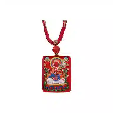 宝臻荟 新中式 国风 国潮 藏风 唐卡 再造辰砂朱砂 玉石项链 男女同款情侣款