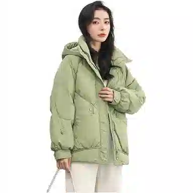 鸭鸭 连帽纯色长袖拉链羽绒服 女款