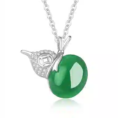 老凤祥 福禄翠宝 新中式国潮轻奢大气 招财进宝福禄双全 小众简约高级感锁骨链#好运 玉髓 项链 女款