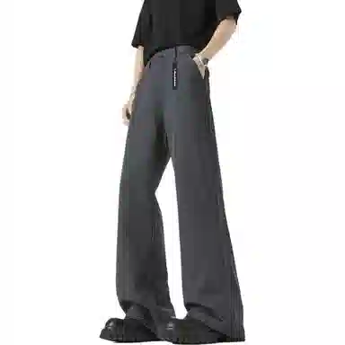 大卫贝肯 美式高街西裤可拆卸织带扣宽松纯色显高直筒轻薄透气垂坠感微喇休闲裤 男女同款