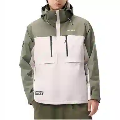 探路者  休闲舒适户外三合一  防水透气保暖防泼水冲锋衣 男款 极地白\军绿
