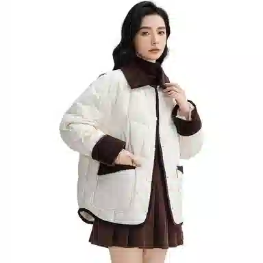 鸭鸭 保暖单排扣薄款长袖羽绒服 女