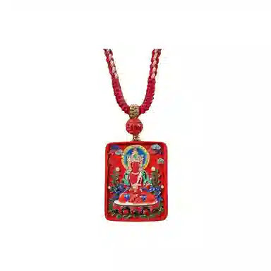 宝臻荟 新中式 国风 国潮 藏风 唐卡 再造辰砂朱砂 玉石项链 男女同款情侣款