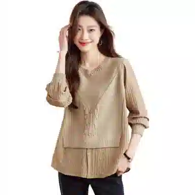 曲韩 套头休闲长袖衬衫 女款