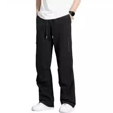 顶峰保罗 冰丝速干工装直筒长裤宽松运动小众百搭设计感潮牌薄款透气舒适阔腿休闲裤 男女同款