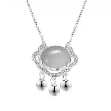 亲喜 如意平安锁 温柔轻奢小清新国潮设计感气质高级优雅温柔甜美古风清冷感 玉髓 玉石项链 女款 礼盒装