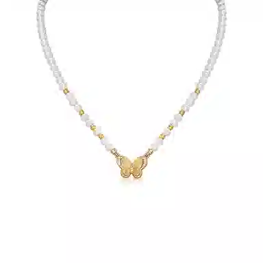 琅风 时尚气质优雅百搭磁吸款设计感蝴蝶小米珠锁骨 仿珍珠 项链 女款