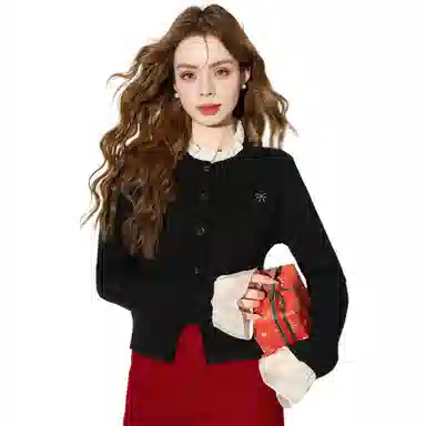 法文箱子 圆领休闲假两件长袖毛衣 女款