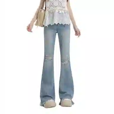 怪力萝莉 简约百搭舒适修身牛仔裤 女款