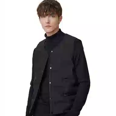 红豆 无袖休闲百搭保暖开衫羽绒服 男款 黑色