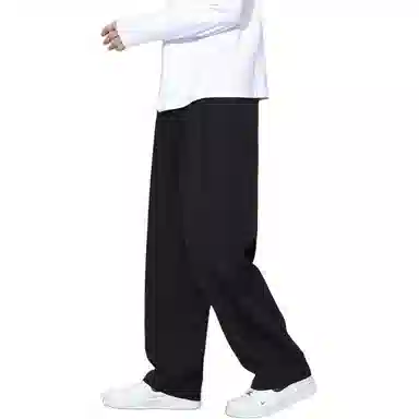 顶峰保罗 冰丝凉感速干宽松阔腿长裤无性别主义潮牌纯色大码薄款透气学生百搭运动直筒休闲裤 男女同款