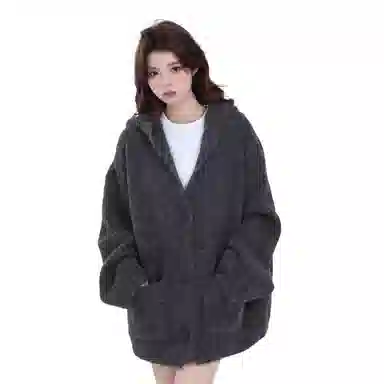 玉儿恋 秋冬款复古合身简约单排扣舒适针织衫 女款 黑灰色