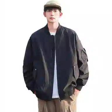 恒源祥 飞行教练拉链防水显高夹克外套 男款 烟灰色