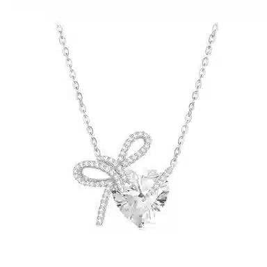 良碧 甜美蝴蝶结恋心灵动闪耀 田园风森系甜美冷淡风小众设计轻奢气质浪漫简约百搭精致学院风 合金 项链 女款