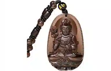 易明居 国潮十二生肖 本命年佛牌 简约大气六字真言转运珠吊坠 八大本命佛守护神 黑曜石 项链 男女同款情侣款