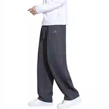 顶峰保罗 冰丝凉感速干宽松阔腿长裤无性别主义潮牌纯色大码薄款透气学生百搭运动直筒休闲裤 男女同款