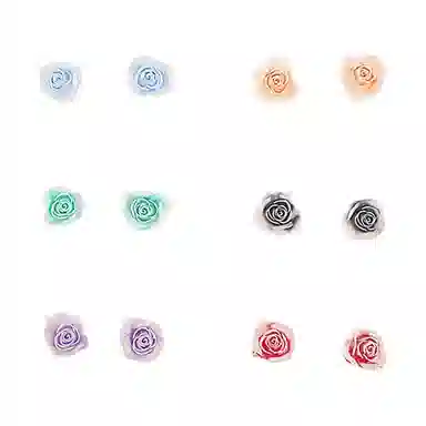 【鲜花】 零界 甜美清新彩色花朵 小巧精致 不重样 防过敏 塑料 耳钉 男女同款情侣款