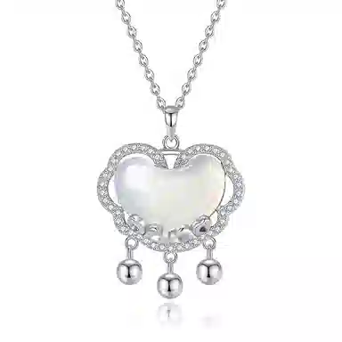 妙银阁 如意平安锁铃铛一步一响新中式国潮设计感小众精致优雅大气简约百搭日常款#好运 玉髓 项链 女款